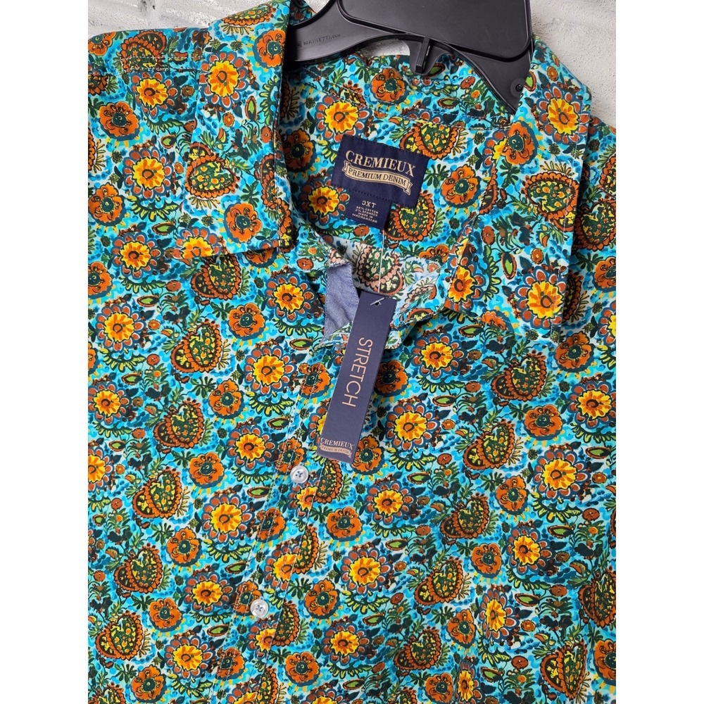 Cremieux Shirt Mens 3XT Tall Man Floral Button Up Short Sleeve Stretch NWT